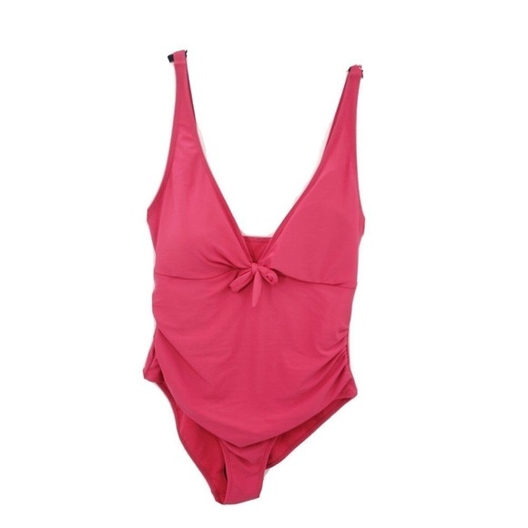 Nicole Miller pink one piece bathingsuit womens size large sweetheart center tie - Picture 1 of 16